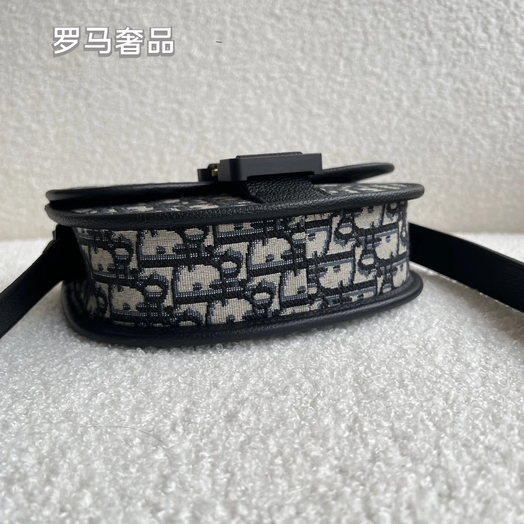 Dior Gallop Mini Shoulder Bag - Blue Dior Oblique Jacquard & Black Grained Calfskin