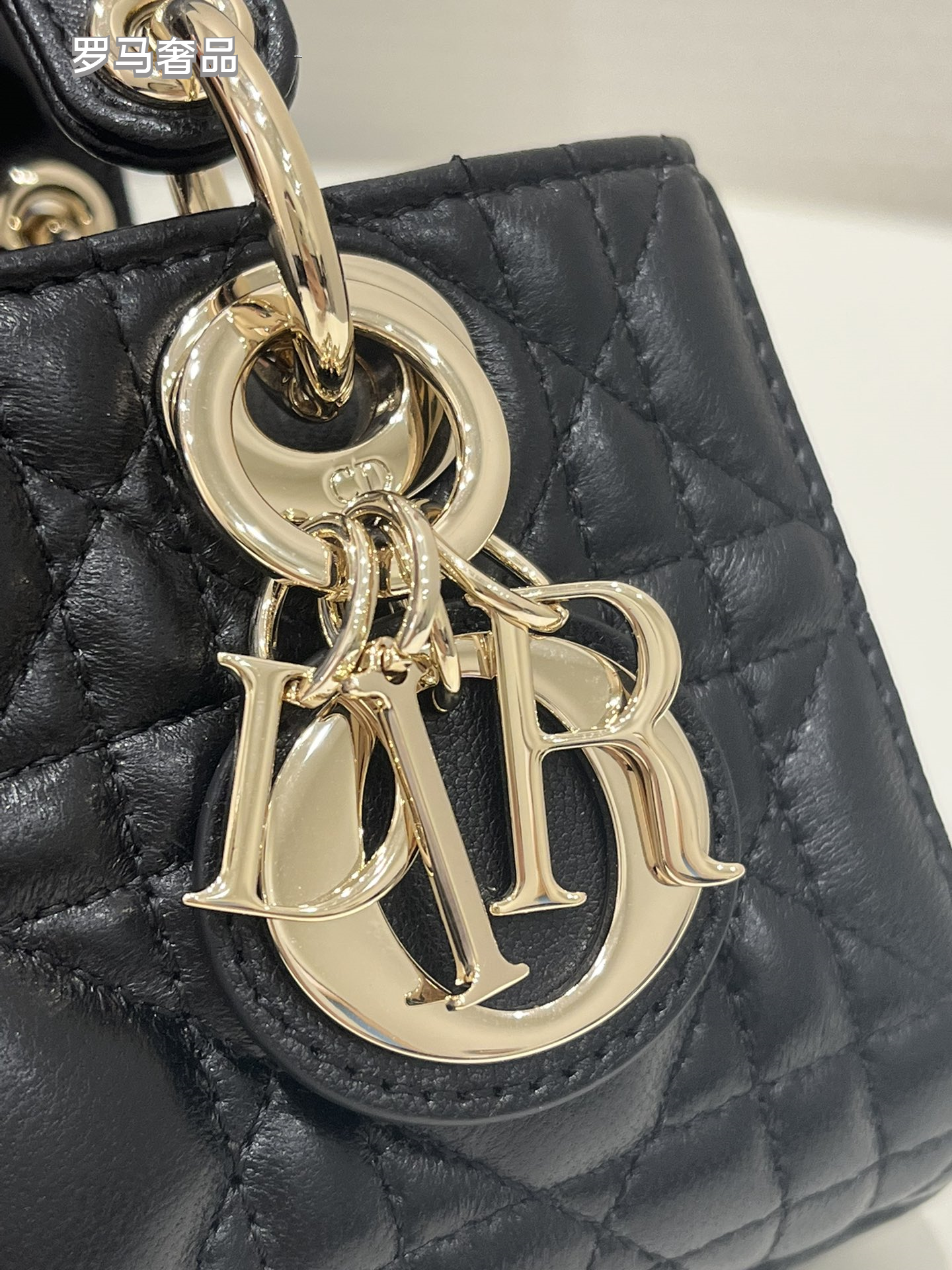 Dior White Quilted Leather Mini Top Handle Bag with Gold Chain Strap